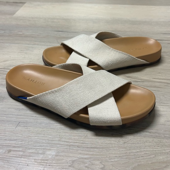 Rothy's The Weekend Slide Sandal Hemp Oat Ivory Cross Strap Womens Sz 11 Boho - Picture 12 of 15